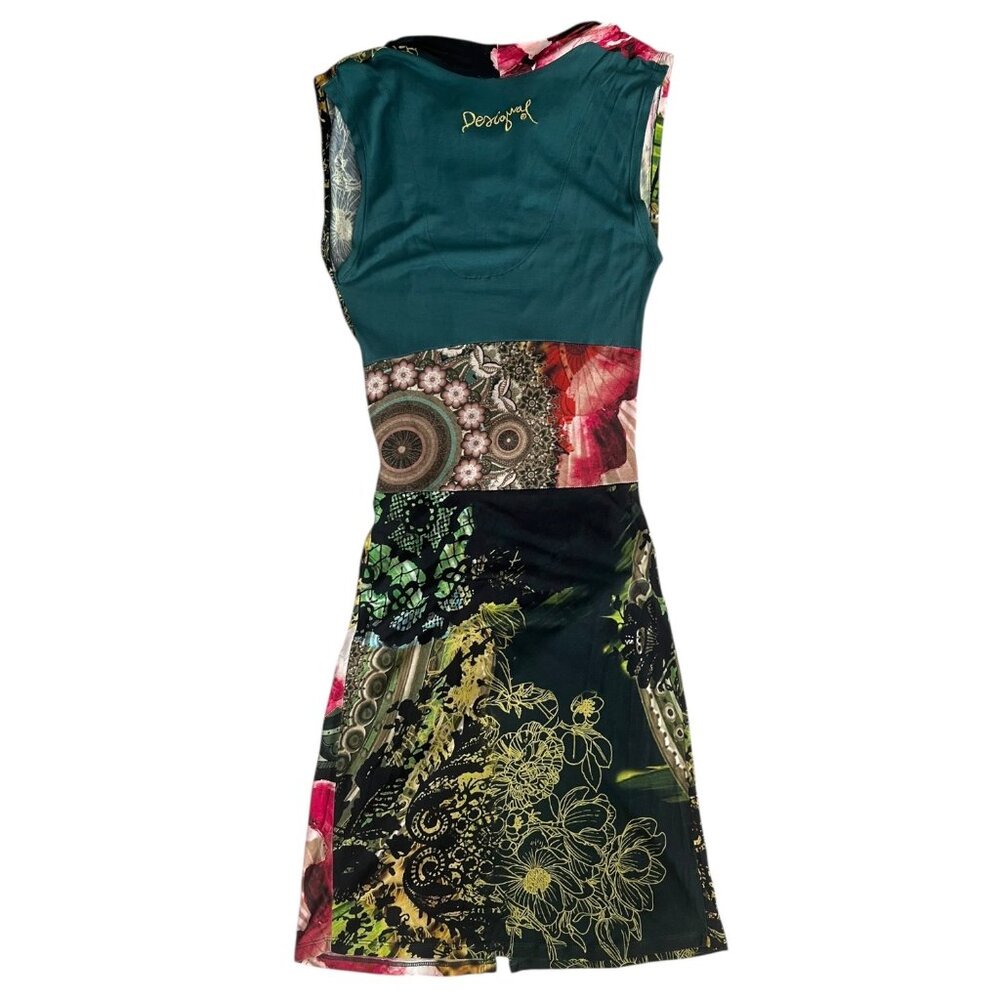 Desigual Floral Mini Dress in Black, Pink, Green - Picture 2 of 13